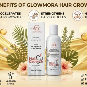 Glowmora Hair Growth Oil with Argan Oil & Biotin – 100ml