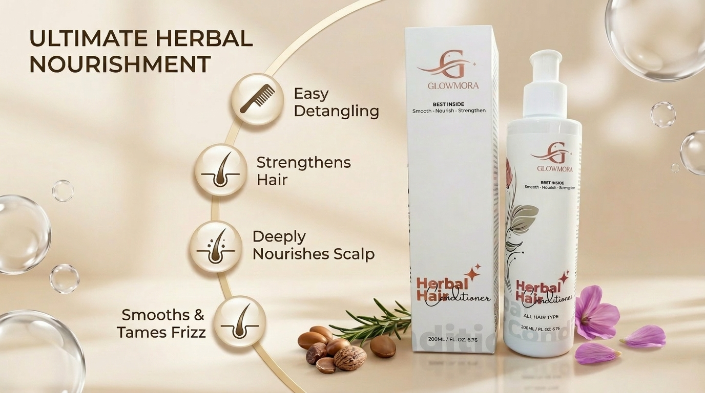 Glowmora Herbal Hair Conditioner for Smooth, Strong & Frizz-Free Hair – 200ml - Image 1