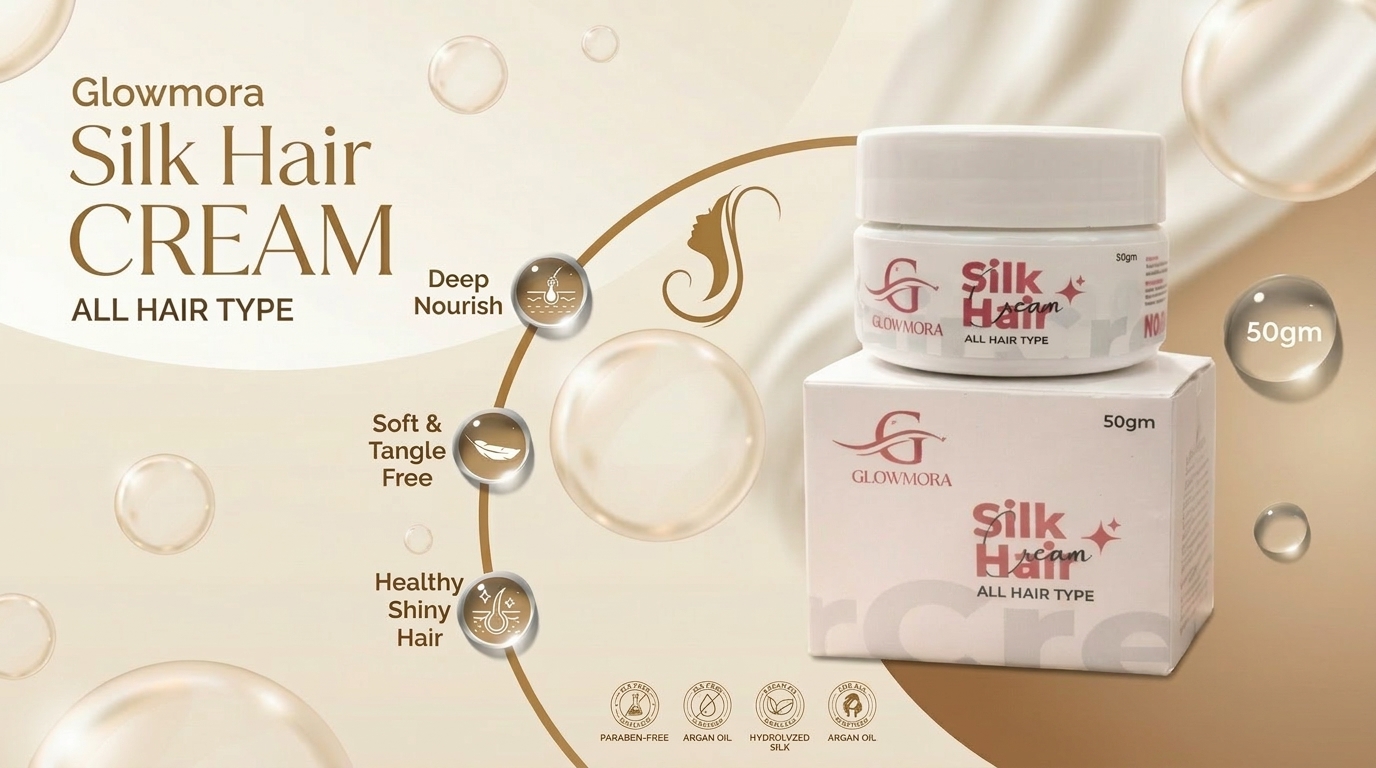 Glowmora Silk Hair Cream for Soft, Smooth & Shiny Hair – 50gm - Image 1